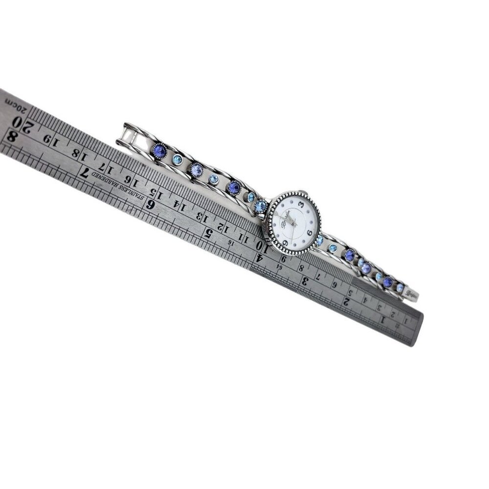 BRIGHTON HALO CORONA TANZANITE PURPLE BLUE HUES SWAROVSKI CRYST SLVR WATCH + tin - Picture 4 of 8